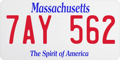 MA license plate 7AY562