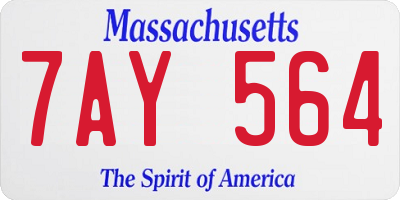 MA license plate 7AY564