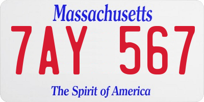MA license plate 7AY567