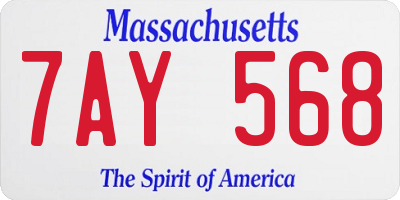 MA license plate 7AY568