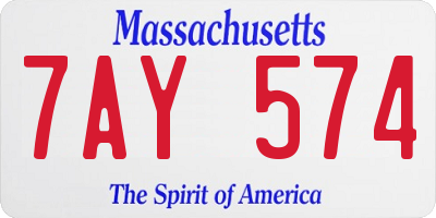 MA license plate 7AY574