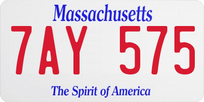 MA license plate 7AY575