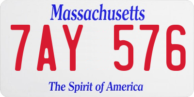 MA license plate 7AY576