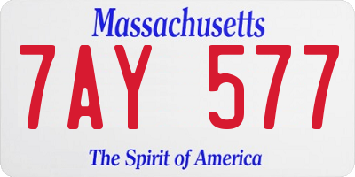 MA license plate 7AY577