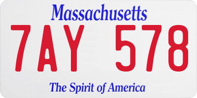 MA license plate 7AY578