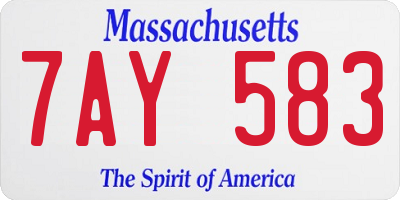 MA license plate 7AY583