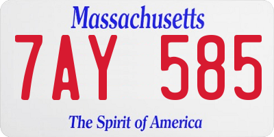 MA license plate 7AY585