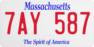 MA license plate 7AY587
