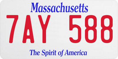 MA license plate 7AY588