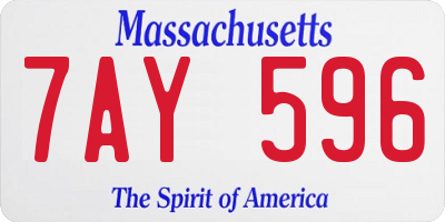 MA license plate 7AY596