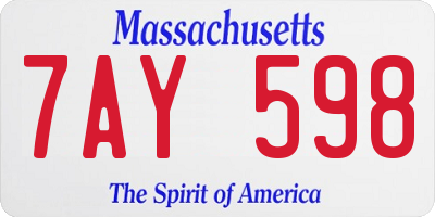 MA license plate 7AY598