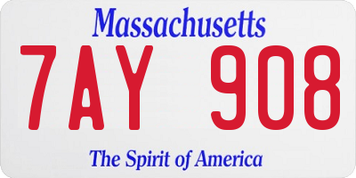 MA license plate 7AY908