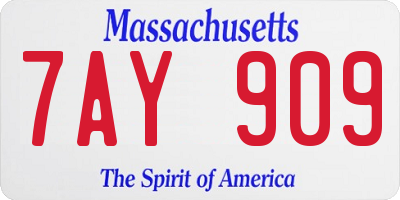 MA license plate 7AY909