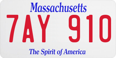 MA license plate 7AY910