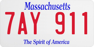 MA license plate 7AY911