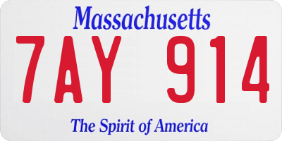 MA license plate 7AY914