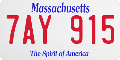 MA license plate 7AY915