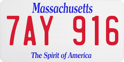 MA license plate 7AY916