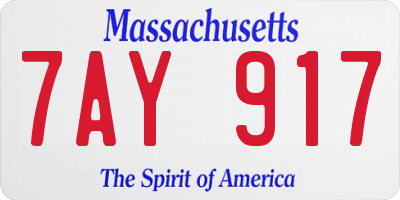 MA license plate 7AY917