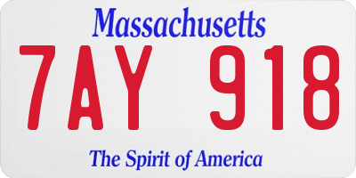 MA license plate 7AY918