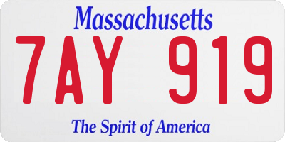 MA license plate 7AY919