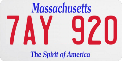 MA license plate 7AY920