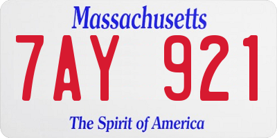MA license plate 7AY921