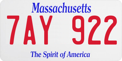 MA license plate 7AY922