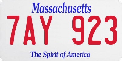 MA license plate 7AY923