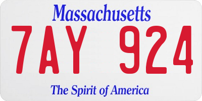 MA license plate 7AY924