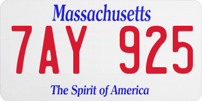 MA license plate 7AY925