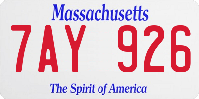 MA license plate 7AY926
