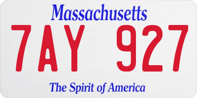MA license plate 7AY927