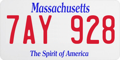 MA license plate 7AY928