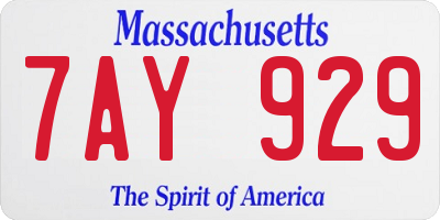 MA license plate 7AY929