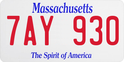 MA license plate 7AY930