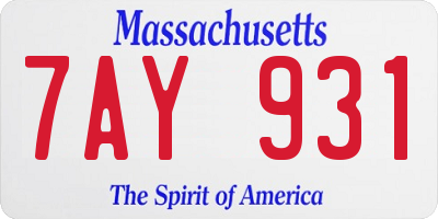 MA license plate 7AY931