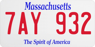 MA license plate 7AY932