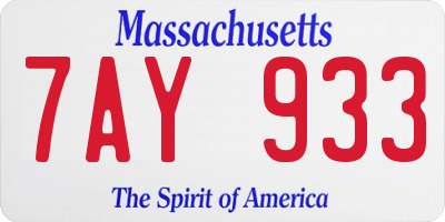 MA license plate 7AY933