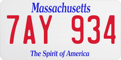 MA license plate 7AY934