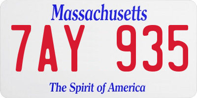 MA license plate 7AY935