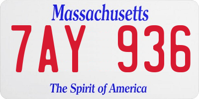 MA license plate 7AY936
