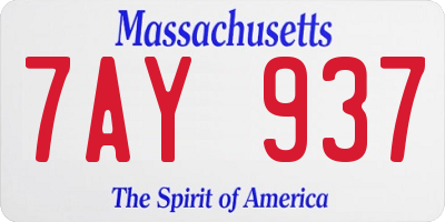 MA license plate 7AY937