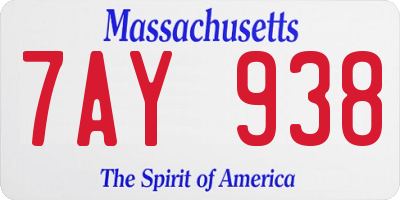 MA license plate 7AY938