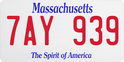 MA license plate 7AY939