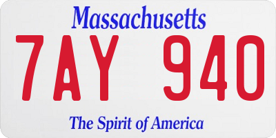 MA license plate 7AY940