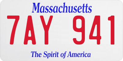 MA license plate 7AY941