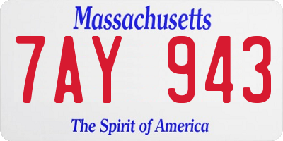 MA license plate 7AY943