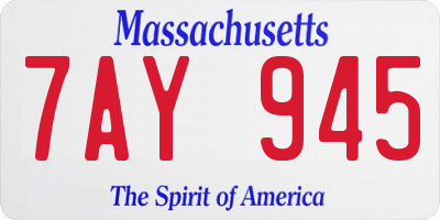 MA license plate 7AY945
