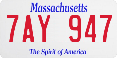 MA license plate 7AY947